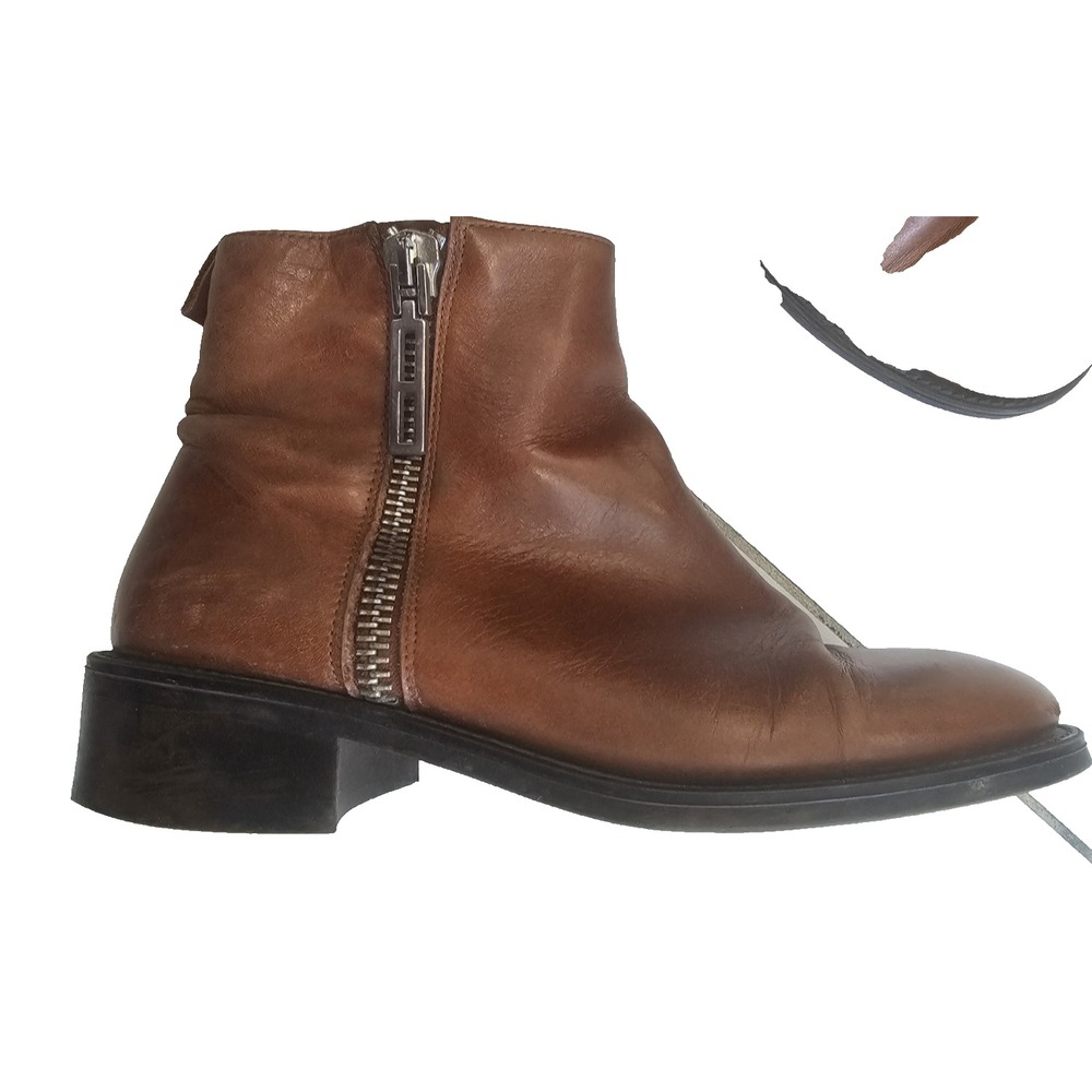 Zara Basic Leather Brown Low Block Heel Women's EU 38 US 7.5 - Picture 3 of 10